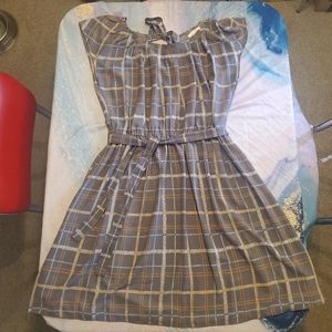 Patterned Midi Dress with Belt